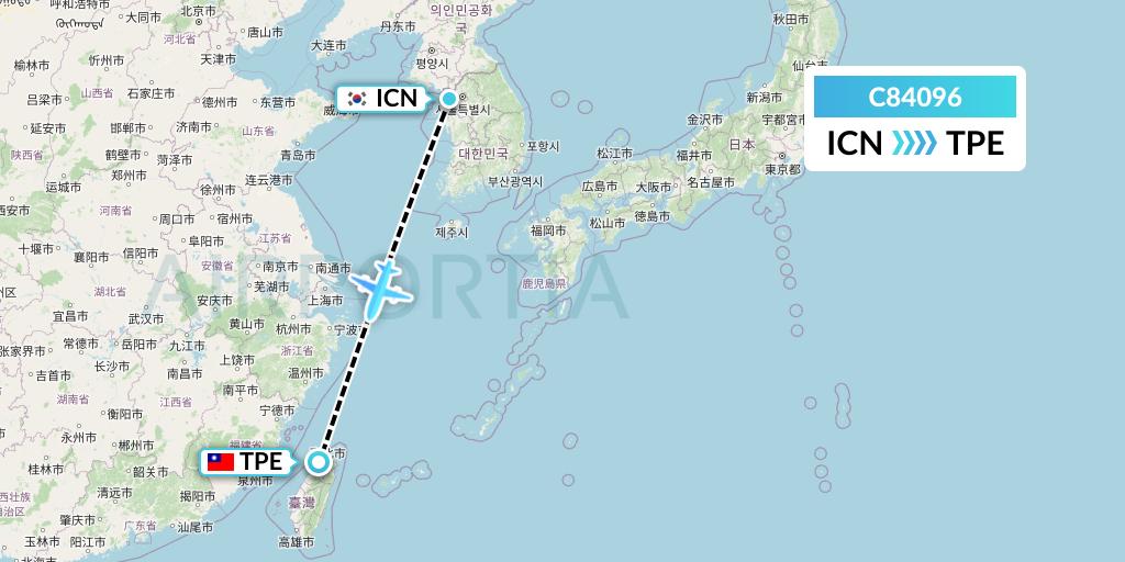 C84096 Cronos Airlines Flight Map: Seoul to Taipei