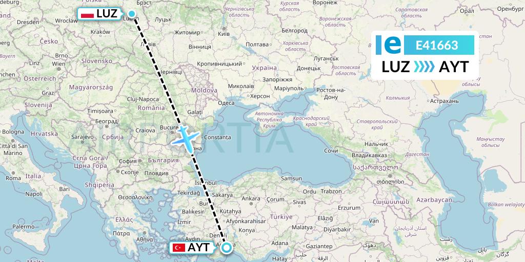 E41663 Estelar Latinoamerica C.A. Flight Map: Lublin to Antalya