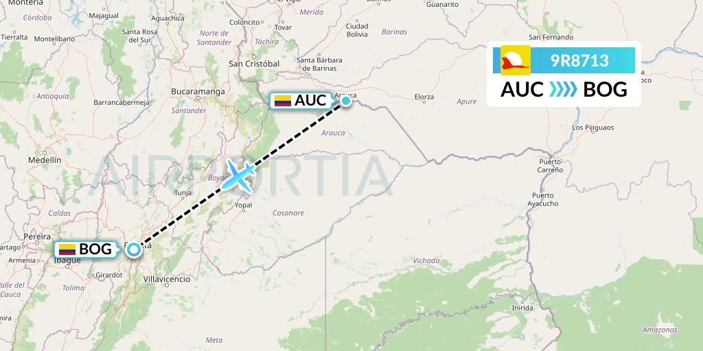 9R8713 Satena Flight Map: Arauca to Bogota