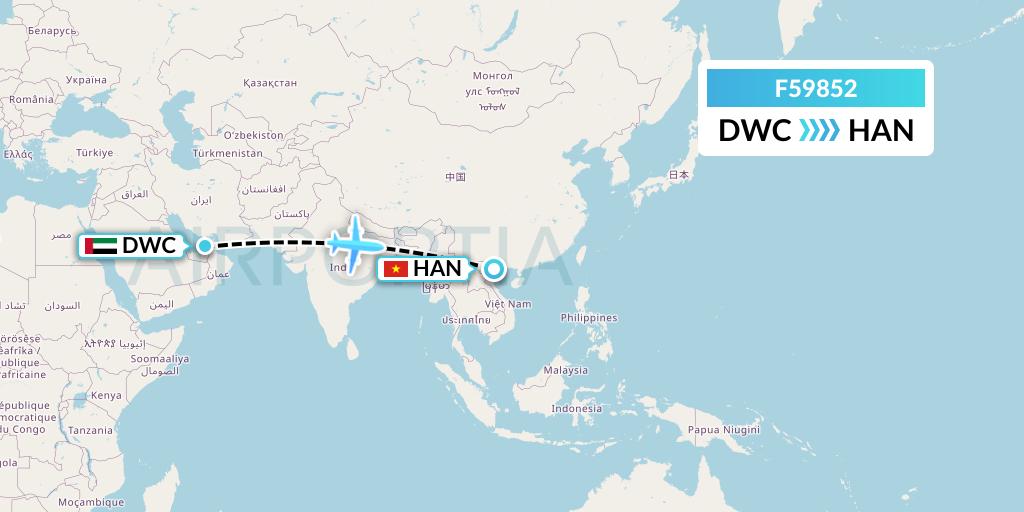 F59852 Aerotranscargo Flight Map: Dubai to Hanoi