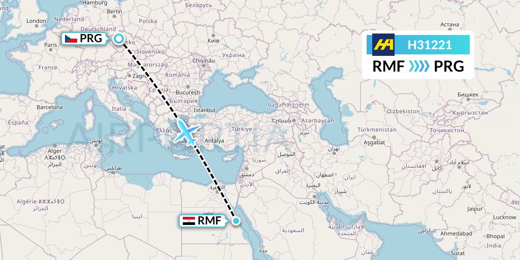 H31221 Harbour Air Flight Map: Marsa Alam to Prague