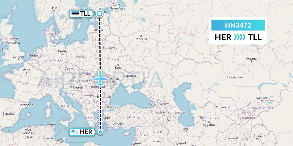 HN3472 Uab Heston Airlines Jsc Heston Airl Flight Map: Heraklion to Tallinn