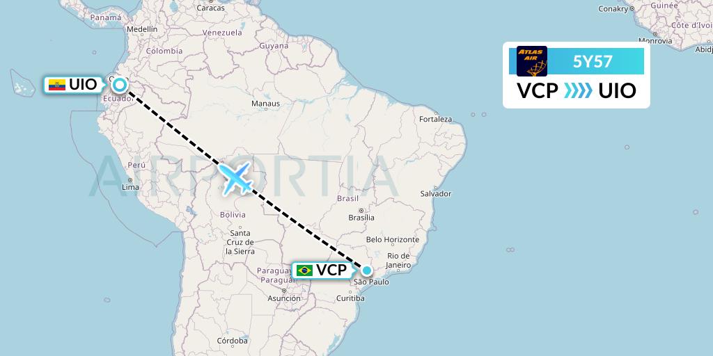 5Y57 Atlas Air Flight Map: Campinas to Quito