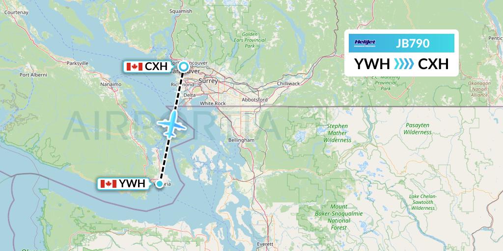 JB790 Helijet International Flight Map: Victoria to Vancouver