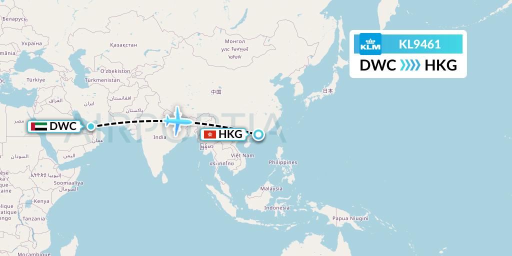 KL9461 KLM Flight Map: Dubai to Hong Kong