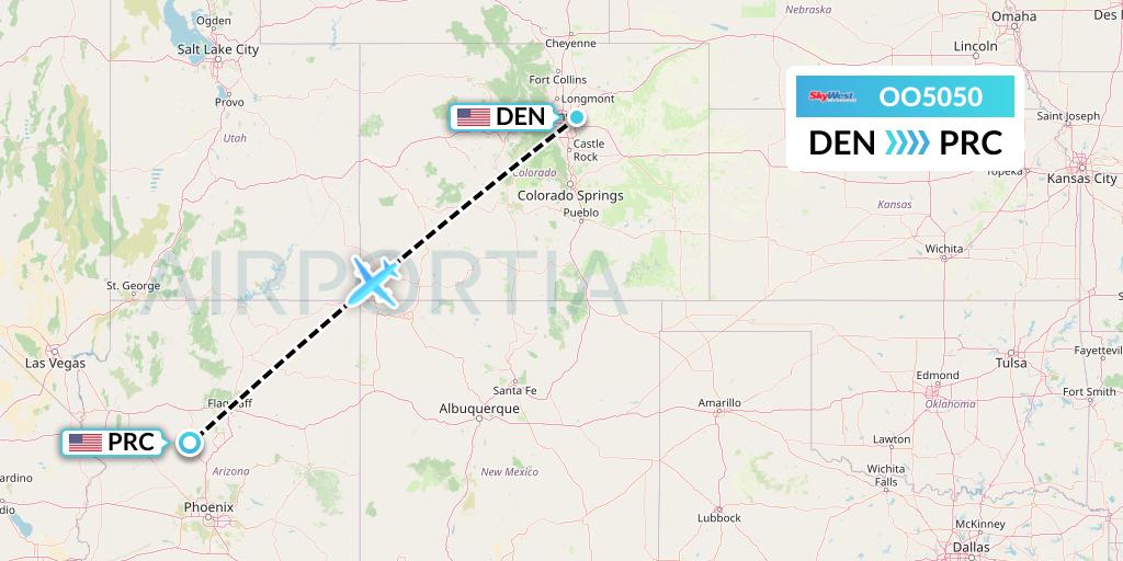 OO5050 SkyWest Airlines Flight Map: Denver to Prescott
