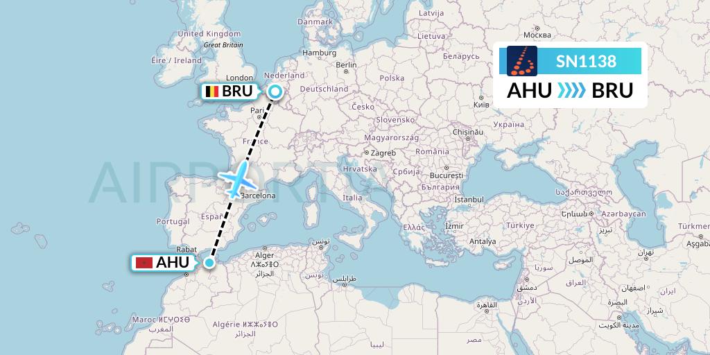 SN1138 Brussels Airlines Flight Map: Al Hoceima to Brussels