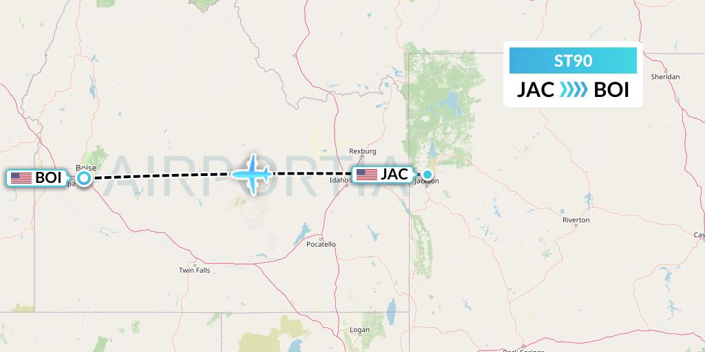 ST90 Air Thanlwin Flight Map: Jackson to Boise
