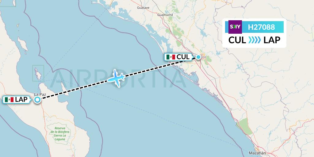 H27088 Sky Airline Flight Map: Culiacan to La Paz