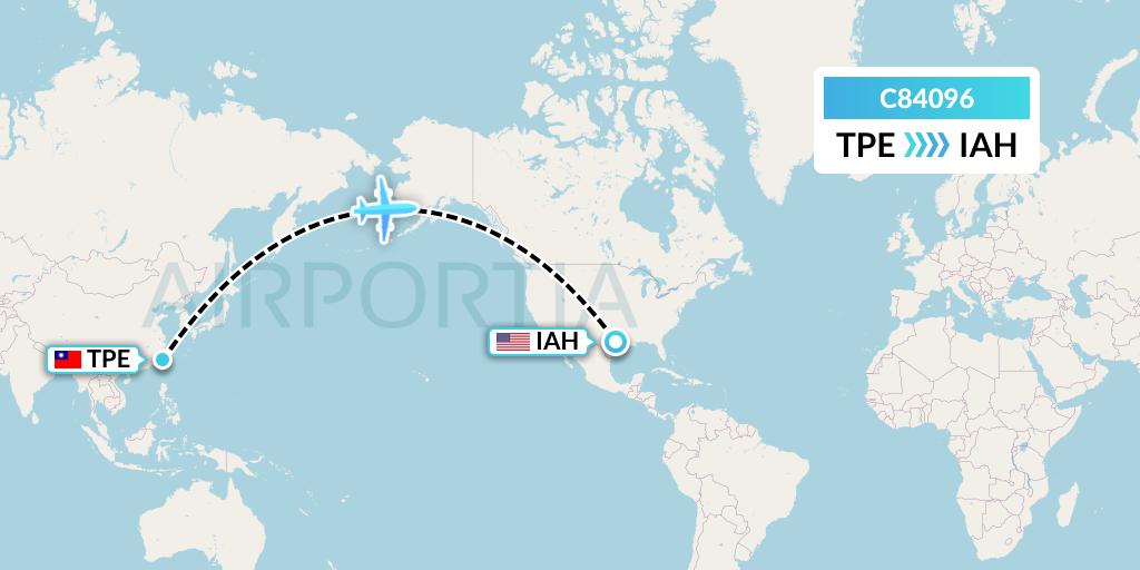 C84096 Cronos Airlines Flight Map: Taipei to Houston