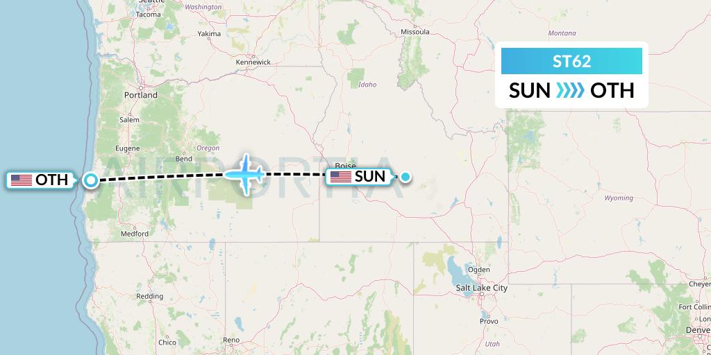 ST62 Air Thanlwin Flight Map: Hailey to North Bend