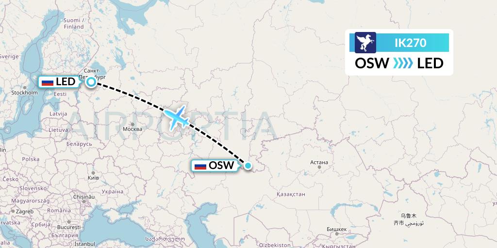 IK270 Air Kiribati Flight Map: Orsk to St. Petersburg