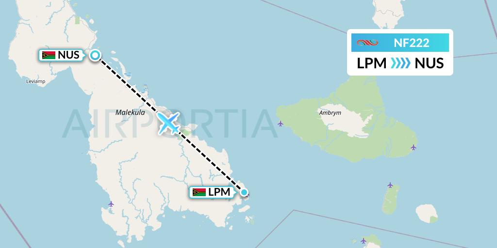 NF222 Air Vanuatu Flight Map: Lamap to Norsup