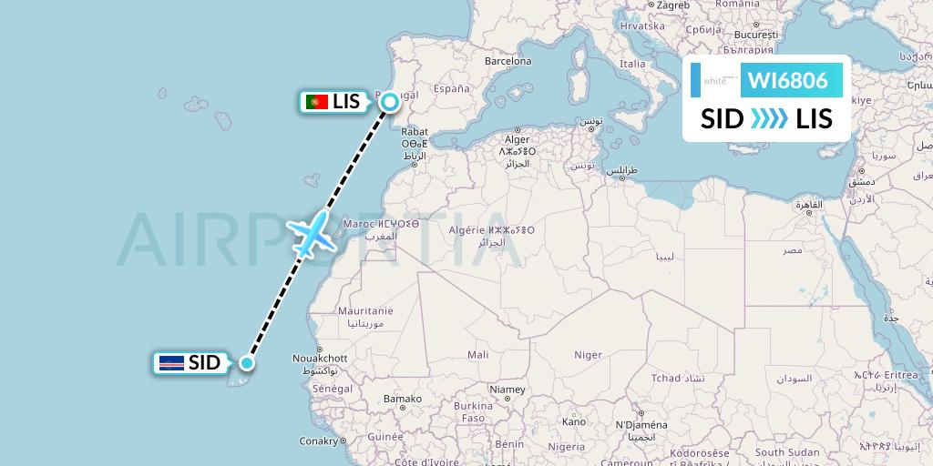 WI6806 White Flight Map: Espargos to Lisbon