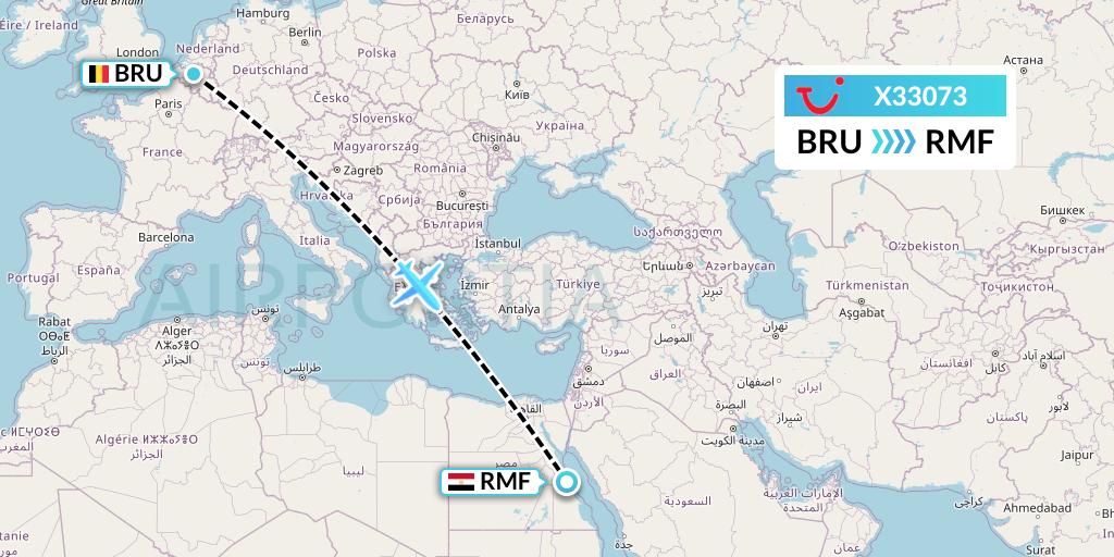 X33073 TUI fly Germany Flight Map: Brussels to Marsa Alam