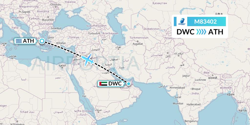 M83402 Skyjet Flight Map: Dubai to Athens