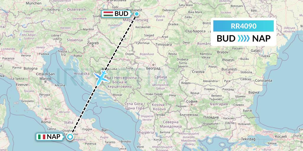 RR4090 Royal Air Force Flight Map: Budapest to Naples