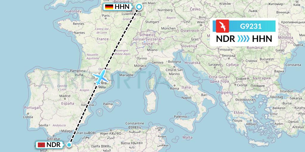 G9231 Air Arabia Flight Map: Nador to Hahn