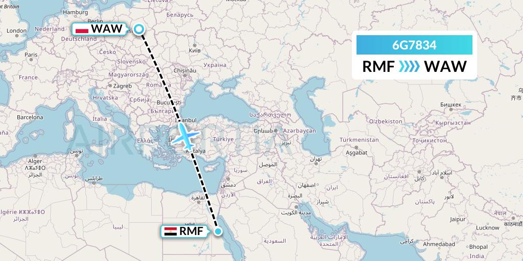 6G7834 Go2Sky Flight Map: Marsa Alam to Warsaw