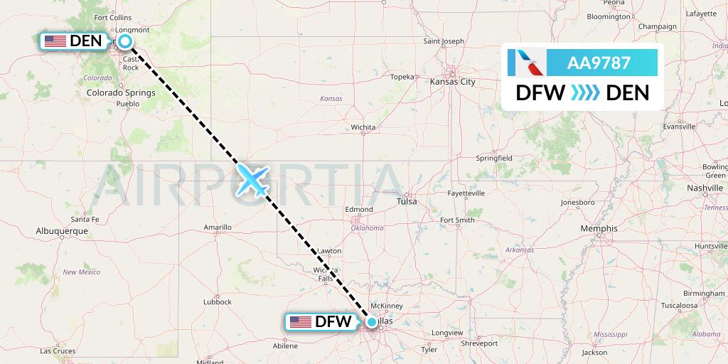AA9787 American Airlines Flight Map: Dallas to Denver