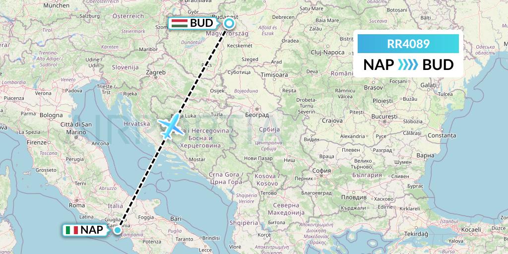 RR4089 Royal Air Force Flight Map: Naples to Budapest