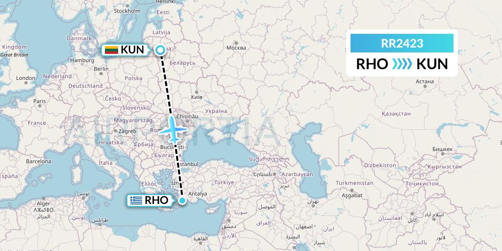 RR2423 Royal Air Force Flight Map: Rhodes to Kaunas