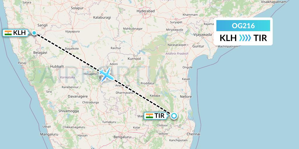 OG216 Fly Play Flight Map: India to Tirupati