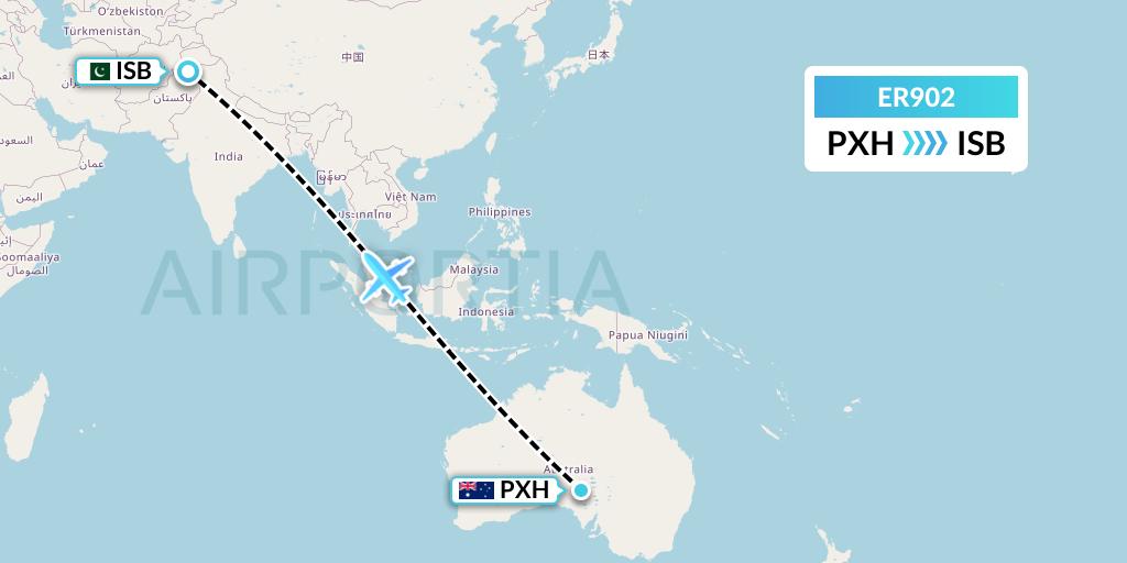 ER902 Serene Air Flight Map: Prominent Hill to Islamabad