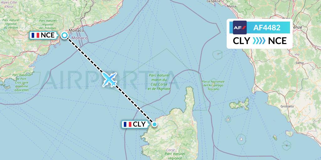 AF4482 Air France Flight Map: Calvi to Nice