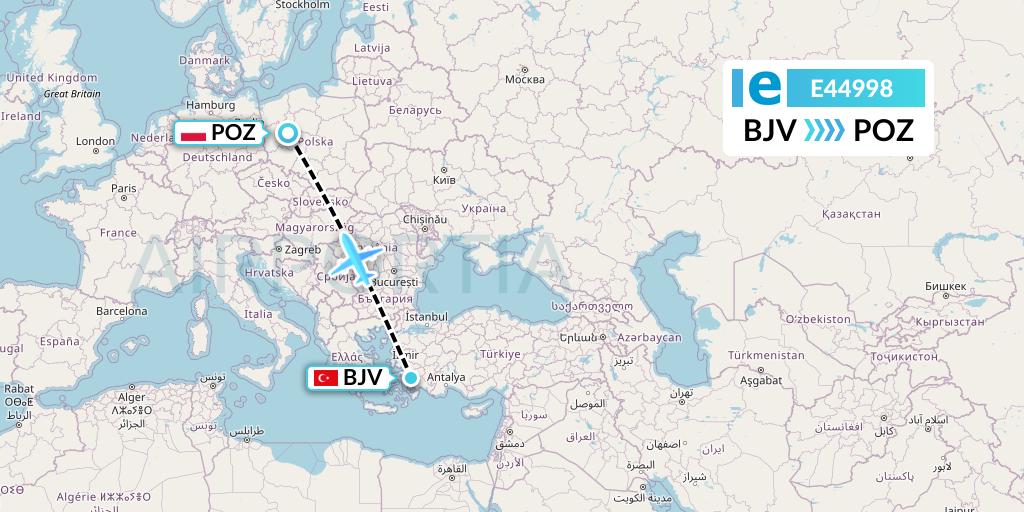 E44998 Estelar Latinoamerica C.A. Flight Map: Bodrum to Poznan