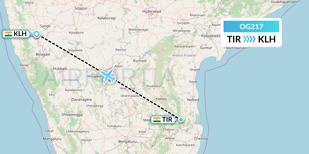 OG217 Fly Play Flight Map: Tirupati to India