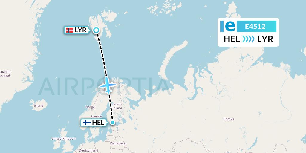 E4512 Estelar Latinoamerica C.A. Flight Map: Helsinki to Longyearbyen