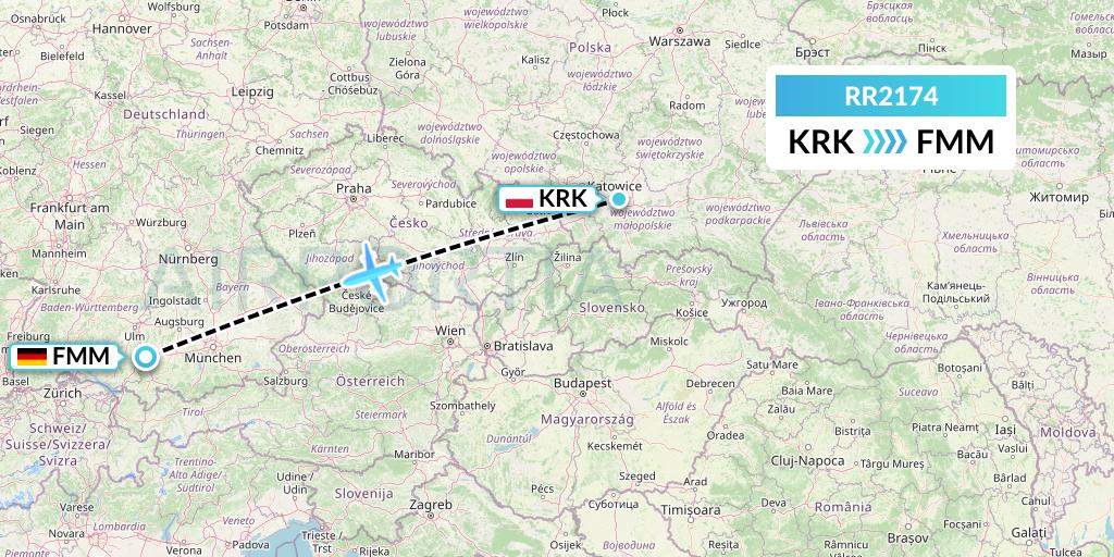 RR2174 Royal Air Force Flight Map: Krakow to Memmingen