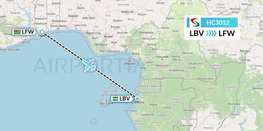 HC3012 Air Senegal Flight Map: Libreville to Lome