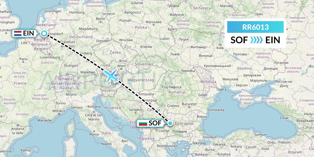 RR6013 Royal Air Force Flight Map: Sofia to Eindhoven