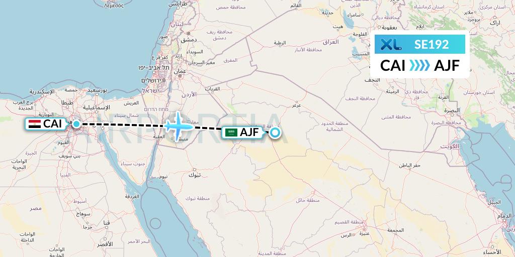 SE192 XL Airways France Flight Map: Cairo to Sakaka