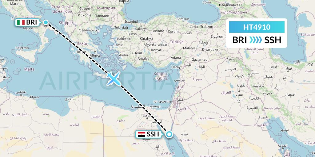 HT4910 Ningxia Cargo Airlines CO.,LTD Flight Map: Bari to Sharm el-Sheikh