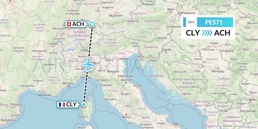 PE571 People's Viennaline Flight Map: Calvi to St. Gallen