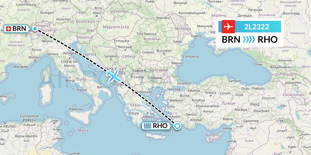 2L2322 Helvetic Airways Flight Map: Bern to Rhodes