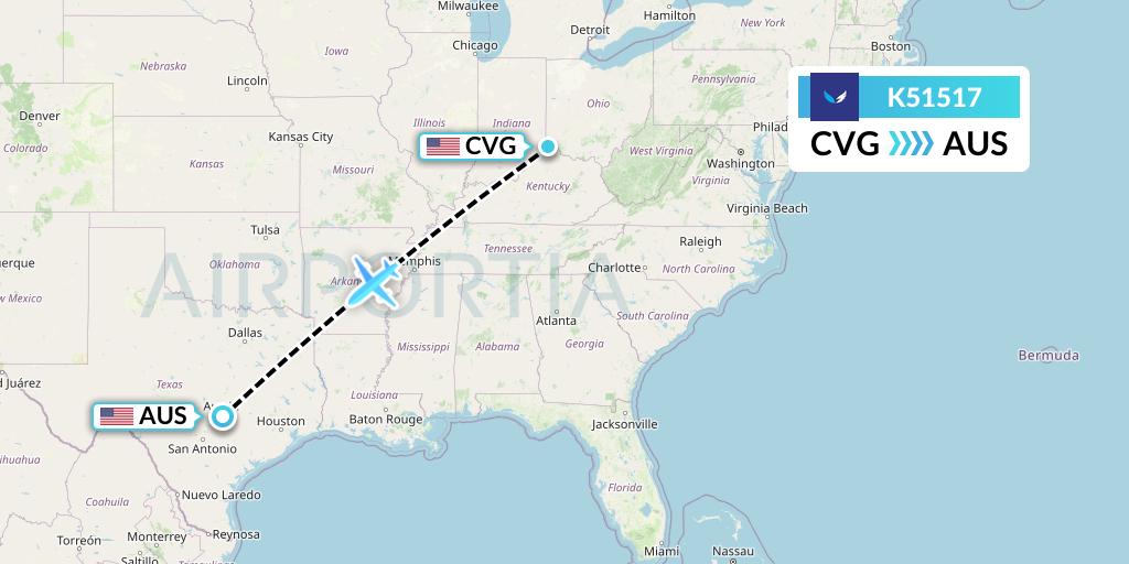 K51517 SeaPort Airlines Flight Map: Cincinnati to Austin