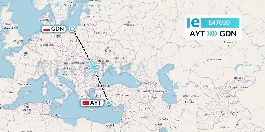 E47020 Estelar Latinoamerica C.A. Flight Map: Antalya to Gdansk