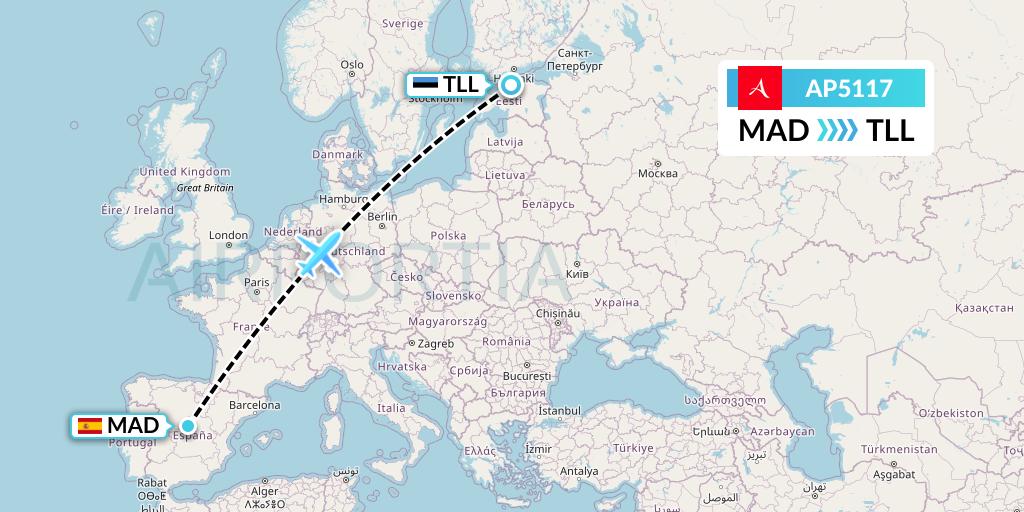 AP5117 AlbaStar Flight Map: Madrid to Tallinn