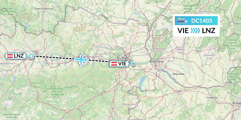 DC1405 Braathens Regional Flight Map: Vienna to Linz