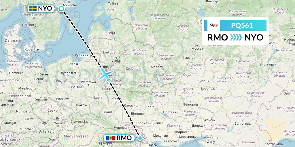 PQ561 SkyUp Airlines Flight Map: Chisinau to Stockholm
