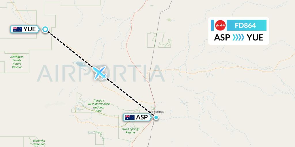 FD864 Thai AirAsia Flight Map: Alice Springs to Australia