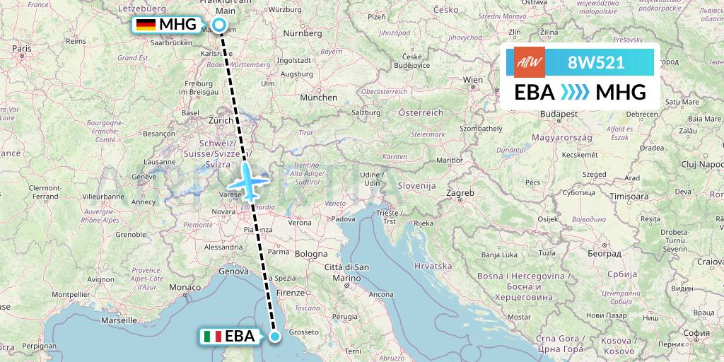 8W521 Fly AllWays Flight Map: Elba to Mannheim