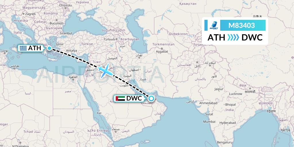 M83403 Skyjet Flight Map: Athens to Dubai