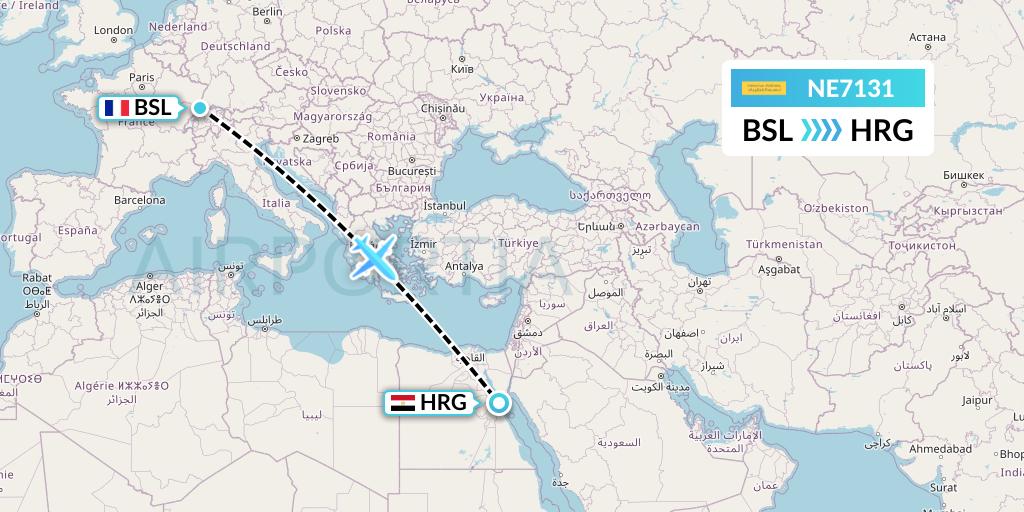 NE7131 Nesma Airlines Flight Map: Basel to Hurghada
