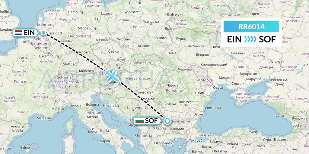 RR6014 Royal Air Force Flight Map: Eindhoven to Sofia