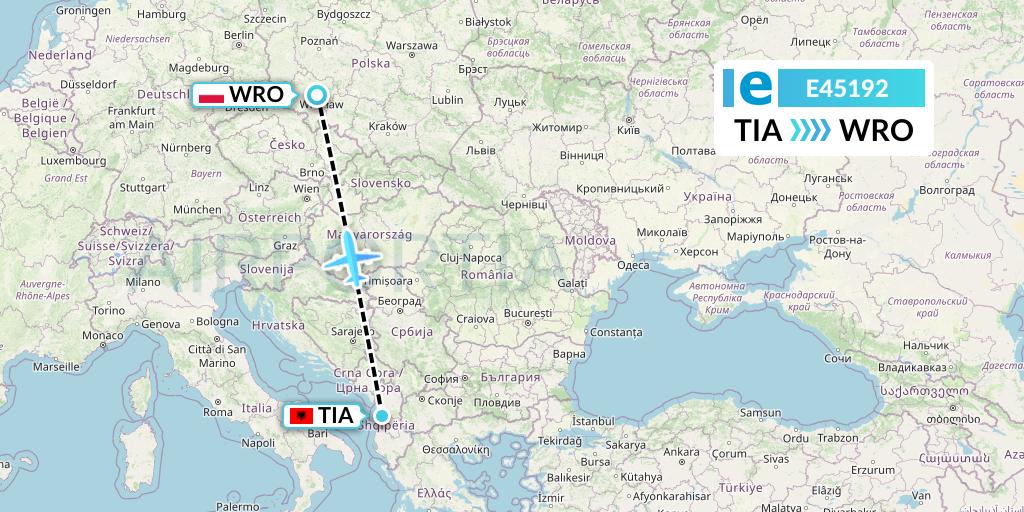 E45192 Estelar Latinoamerica C.A. Flight Map: Tirana to Wroclaw